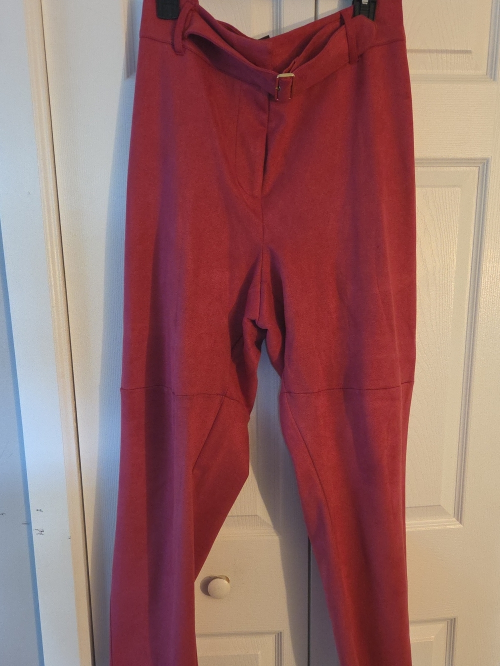 Ashley Stewart Pink Faux Suede With Belt Chino-Style Pants